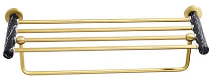 Handtuchhalter Wand Handtuchstange Schwarz Marmor Handtuch Rack gebürstet Gold Space Aluminium Handtuchhalter Badezimmer Wandmontage Doppel Tuch Bar Lagerregal Handtuchständer Bad ( Size : 61cm )