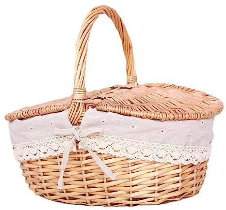 Fabrik Direktverkauf Outdoor Picknick Korb Rattan Garten Abdeckung Mit Handgewebte Rattan Korb Lagerung Q3I3 Großhandel Große Oval