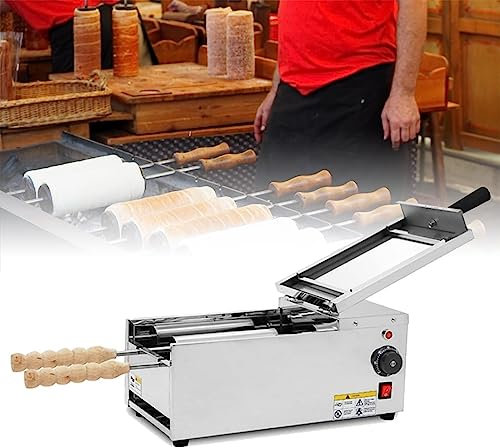 Commercial Chimney Cake Maker, 1600W Electric Ice Cream Chimney Cake Machine with 2 Roller, Rolling Waffle Machine, Roll Bread Oven Electric Round Hollow Chimney