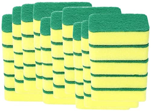 XYWHPGV 50pcs Scouring Pad Non-Scratch Scouring Sponge Scrub Pads 4.3x2.8 for Scouring Kitchen, Dishwashing, Yellow(6539f 2c01d 50f99 b6ea7 0c378 bbd28