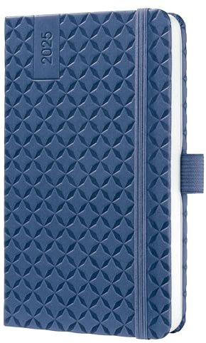 SIGEL J5100 Wochenkalender 2025 A6, Jolie, blau, Hardcover, Gummiband, Stiftschlaufe, Einstecktasche, 174 Seiten, vegan, Buchkalender, Terminplaner