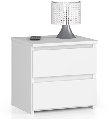 Home Collective Kommode mit Zwei Schubladen 40 cm hoch und 40 cm breit, Wohnzimmer, Schlafzimmer, Flur, Schrank, Sideboard, Highboard, viel Stauraum, weiß
