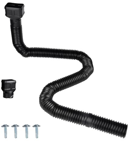 Prestantious 16.5ft Long Downspout Extender, 3.1 OD Gutter Downspout Extensions Pipe for 3×4 and 2×3 Downspout, Inside Diameter 2.6 Inches, Flexible Pipe Stretched Length 16.5ft, Black,1-Pack