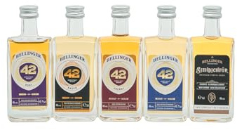 HELLINGER 42 5 Probiergrößen Sächsischer Single Malt Whisky - 46% Vol. Alkohol 5x 5cl – Set enthält Hellinger 42 Original, Rauch, Sherry, Port & Siehdichfür zum Probieren – Dresdner Whisky Manufaktur