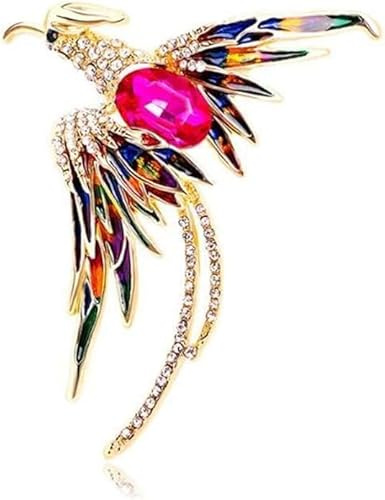 Phoenix Emaille Brosche Pin Kristall Brosche Pin Strass Eleganz Stil Bankett Revers Pin Flamme Vogel Brosche Pin Kleidung Zubehör Geschenk für Frauen und Mädchen
