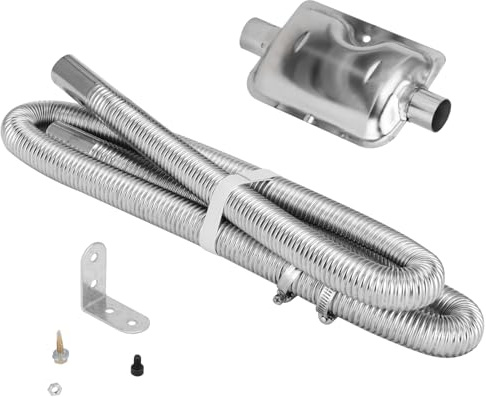 CHUENHEI 25mm Abgasschlauch für Stromerzeuger, 150cm Edelstahl Abgasrohr mit Schalldämpfer und Schlauchklemme, Abgasrohr Standheizung mit Halterung für Luft Diesel Heizung