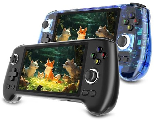 Meiurlex Console di gioco portatile retrò RG556, schermo AM OLED da 5,48 pollici, sistema Android 13, scheda SD da 128 G integrata, 4000 giochi, lettore video per adulti, bambini e ragazzi (4+128G) +
