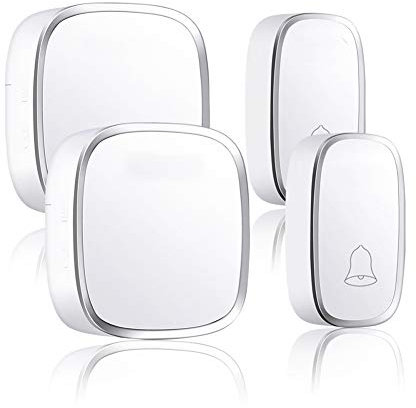 MOMCO Timbre Timbre inalámbrico Timbre de Puerta Impermeable con 2 pulsadores y receptores de 2 Pulgadas con 36 timbres para una fácil instalación en el hogar