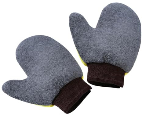 GARVALON 2stücke Autowaschhandschuh Zum Abstauben Und Reinigen Von Fahrzeugen Beidseitig Nutzbar Kratzfrei Für Lackoberflächen Komfortabel Und Griffig Für Autoaufbereitung