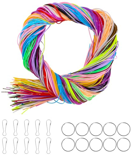 200 Pezzi Scooby Doo Fili, Nastri Scooby Doo Corde,Filo per Braccialetti | 20 Colori,con Portachiavi e Gancio, Scubidu Fili per Creare Braccialetti, Collane, Portachiavi