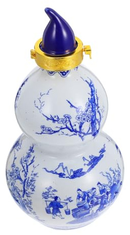 TOYZFRIENDY Blue White Porcelain Wine Bottle Gourd Shape Sealed Design Traditional Chinese Craft Portable Ceramic Serving Pot