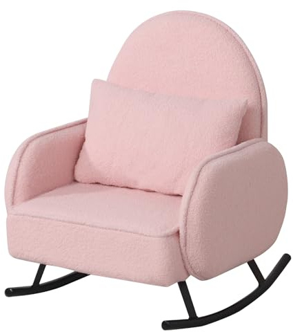 Yoonnie room Baby Rocking Chair,Toddler Chair,Kids Chair,Kids Sofa, Shaky Metal Foot and Sherpa Fabric,Toddler Rocking Armchair for Boys and Girls Rest (Pink)