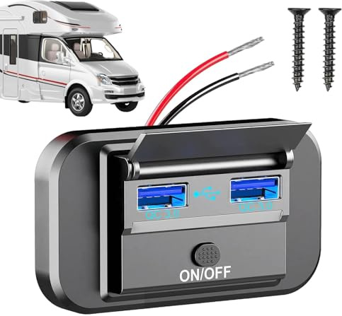 Prise USB 12 V pour camping-car - Prise USB QC3.0 PD3.0 - Chargeur rapide 66 W pour camping-car, bateau, camion, ATV - Prise USB pour véhicules DC 12-24 V - Marine, bus, moto