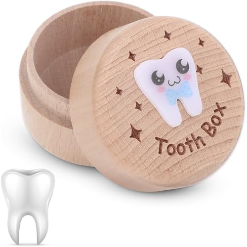 WUMZIRA Caja Guardar Dientes, Caja Dientes de Leche Personalizar, Hecho a Mano Caja de Dientes con Patrón de Dientes de Leche, Caja Dientes de Leche para Almacenamiento de Dientes Niño y Niña