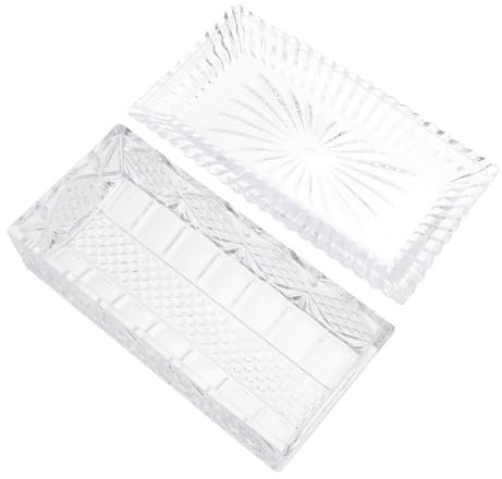 Cabilock Plato Rectangular De Vidrio Para Tapa De Diseño Relieve Recipiente Para Vajilla y Alimentos
