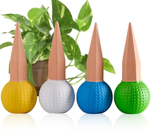 RoseFlower 4 Pack Arrosage Plante Interieur, Oyas a Planter Terre Cuite Extérieur, Ollas Arrosage Jardinière, Pot en Terre Cuite#082