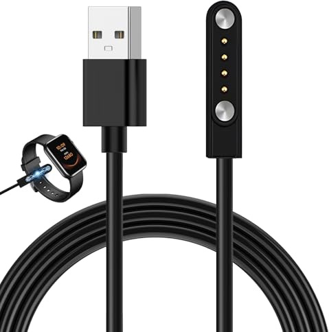 EuAcesry Chargeur Montre Connectée, Câble USB 4 Broches de Charge Magnétique pour Smartwatch, Câble de Recharge pour Montre Intelligente Universel, Espacement des Contacts du Chargeur 7.62 mm, 60cm