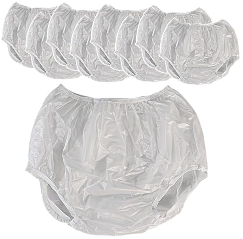 Vakly Adult Vinyl Waterproof Incontinence Pants Large (9 Pack) – Pull-On Protective Underwear Covers for Diapers & Briefs, Leak-Resistant Reusable Plastic Pants