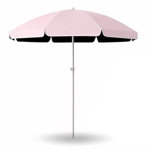 Terrassenschirm 180 cm/220 cm/240 cm/260 cm, Marktschirm Tischschirm UV-Schutz mit 8 Stabilen Streben, für Balkon, Garten, Rasen(Pink,180cm(6ft))