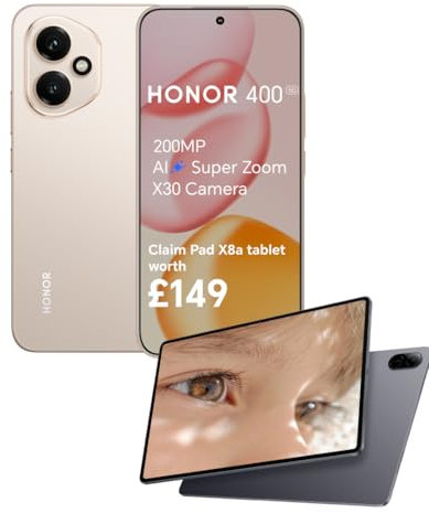 HONOR 400 Smartphone, 5G Mobile Phone, 200MP AI Super Zoom Camera,6.55 inch,5300mAh 66W fast charging,8GB+256GB, 5000nits Ultra Bright Display,5-stars Drop resistance,Dual SIM,Android 15,Gold