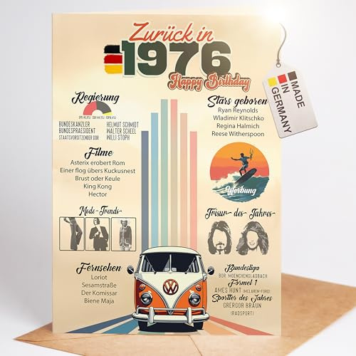 myDreamwork® Besondere Geburtstagskarte 50 Inkl. Umschlag | 1976 Jahrgang Geschenk | Karte 50 Geburtstag Frau – Geburtstagskarte 50 lustig | 50. Geburtstag Mann – DIN A6