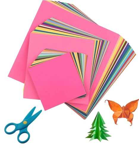 Origami Papier 300 Blatt, 30 Vivo-Farben, 20x20cm, 80gsm | Buntes Papier, Zweiseitig, Quadratisch, Für Kunst, Basteln & Schule