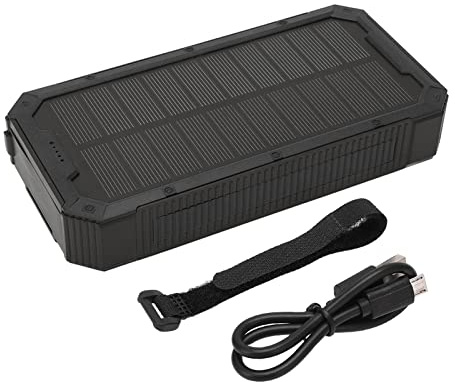 Ejoyous Solar PowerBank 36800 MAh, Solar Loader Portable Charger med 36LED med Trådlös Belastning med 4 USB -portar Typ C Mikro Trådlös Laddning för Utomhuscamping Reisen (BLACK)