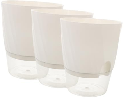 VICASKY 3 Pièces Pot Auto Arrosage Transparent Plastique Absorbeur Eau Automatique pour Plantes Intérieur et Extérieur et Facile à Nettoyer Bureau et Balcon