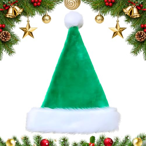 Select Zone Weihnachtsmütze Erwachsene,Grinch Mütze Weihnachtsmann Damen und Herren,Flauschige Nikolausmütze,Weiche Plüschmütze in Grün,Festlicher Weihnachtshut für Partys,Familienfeiern,Geschenkidee