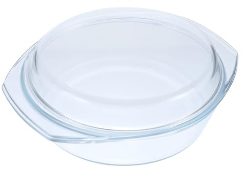 TOGEVAL Glass Bowls Glass Casserole Microwave Safe 1.7L with Handles Flat Lid Sturdy Space-Saving Kitchen Cookware for Hotel and Cooking Many Foods