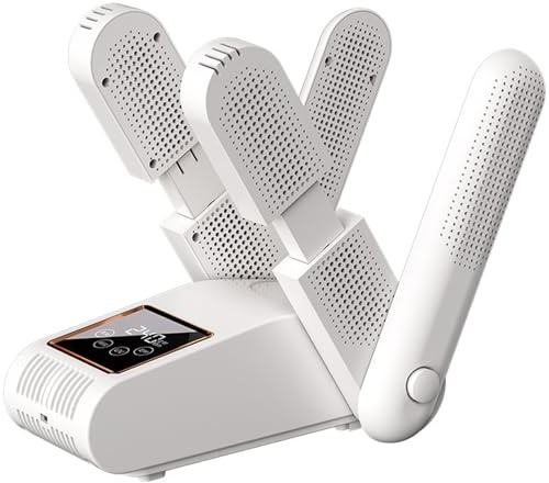 Stiefeltrockner: 2 Paar Schuhtrockner und Deodorierer elektrisch - Handschuhtrockner & Stiefelwärmer mit UV-Licht - Schuhtrockner Maschine - Faltbar & Schnelltrocknend & Verstellbares Gestell