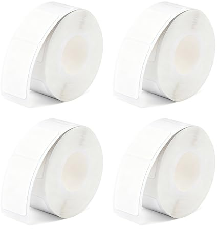 XRVRILE 4 rullar vit etikettband för D30/D32/D35/Q30/Q30S/Q31, 12 x 40 mm, termiskt etikettband, termiskt etikettband Anpassade termiska etiketter för hemmet, kontoret och skolan
