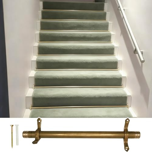 Barras para alfombras de escaleras, de metal de latón para interiores y exteriores, con accesorios de montaje, 15 piezas, 38 pulgadas (97 cm) para uso doméstico y comercial