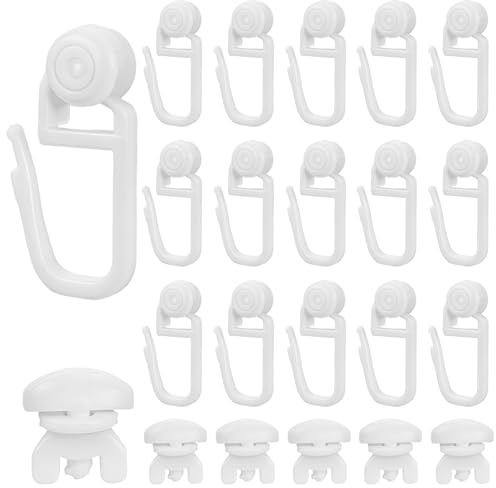 Gardinenhaken für Schienen, 8mm Vorhang Haken, Gardinenröllchen für Schiene | Komplettset 100 Gardinenhaken & 6 Stopper, Vorhanghaken, Gardinengleiter für Schienen mit 3,5-4mm Innenlauf-Breite