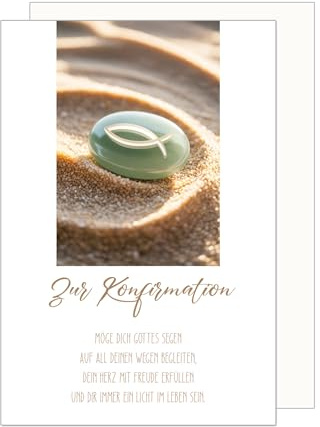 Edition Seidel Premium Glückwunschkarte zur Konfirmation mit Umschlag. Konfirmationskarte Karte Grußkarte Spruch Sprüche Mädchen Junge Jugendliche Stein Fisch Sand Freude (KF340 SW026)