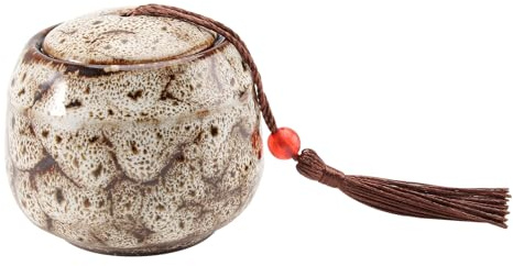 Tofficu Urna de Cerámica Cremación para Mascotas Tapa de Rosca, Color Beige, Recipiente Compacto para Cenizas de Animales, Caja de Almacenamiento Práctica para Memoriales de Perros y