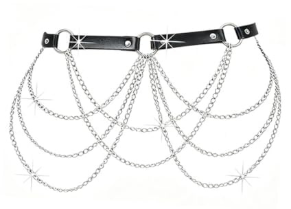 Taillenketten Gothic Gürtel mit Ketten Gothic Leder Körperkette Punk Leder Taillenkette