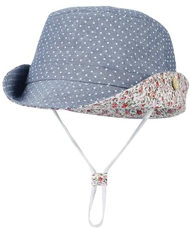 Cloudkids Bob Baby flicka bomull hatt fiske sol baby barn sol UV-skydd sommar blå vikbar utomhus resor, Färg: blå, 3-6 månader
