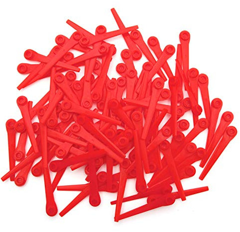 SurePromise Ersatz-Klingen für Rasenmäher, Kunststoff, 70 mm lang, passend für Gardena 9823 9825, Rot, 100 Stück