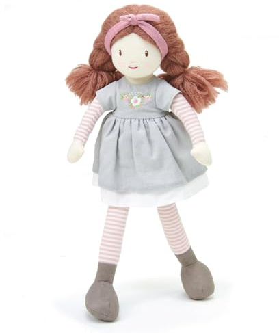 ThreadBear Design Alma Rag Doll - Soft Toy With Grey Dress For Children