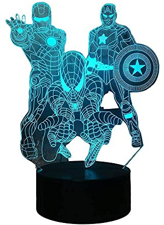 LOUHH Avengers 3D LED Spiderman Night Light - Intelligent Remote Control 16 Color Change for Kids Bedroom Decoration, Night Lights for Boys and Birthday Gifts
