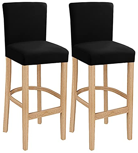 LANSHENG Barhocker Bezüge, Stretch Barhocker Schonbezüge, Abnehmbar Waschbarer Stuhlhussen für Bar Esszimmer (Schwarz, 2 Stück)