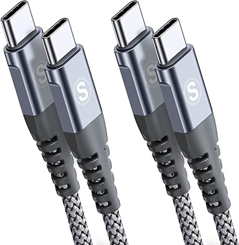 Câble USB C vers USB C 60W [1M/Lot de 2] PD charge rapide USB Type C câble de charge tressé en nylon pour iPhone 17 16 15 pro max, Samsung Galaxy S24 S23 S22 S21 S20/Note 20, iPad Pro MacBook Air