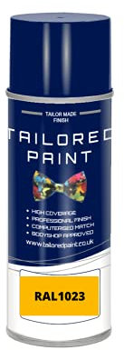 RAL1023 Traffic Yellow Gloss Aerosol Paint Can 2K Direct Gloss Paint RAL Colour Code For Wood, Metal, Plastic, PVC, UPVC, Fascia Boards - Indoor & Outdoor
