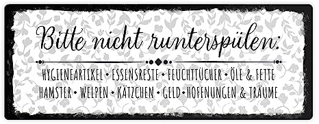 Bitte nicht runterspülen Toiletten Metallschild im Vintage-Look ein dekoratives Metallschild für Gästetoiletten in Restaurants, Bistros und das Zuhause