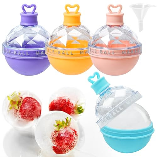 Eiswürfelform Silikon,4 Ice Ball Maker,Große Eiskugelform,Wiederverwendbar,Runde Eisform aus Silikon, Eiswürfelbehälter,Eiswürfelbox,für Whiskey,Cocktails, Getränke,Wein