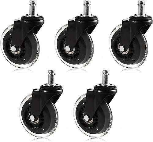 Supernic 5 Pcs Office Chair Wheels Casters Rollerblade Style Chair Wheels Replacement Heavy Duty Office Chair Ball Casters for Hardwood Floors Laminate Carpet and Tile