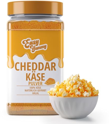EASY YUMMY - Cheddar Cheese Powder for Popcorn & Snacks – Irresistible Movie-Night Flavouring – Sprinkle-On Cheese Seasoning Made in Europe from 100% Real Cheddar – 300g Jar