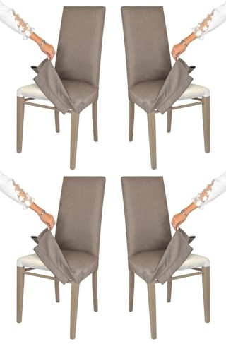 t m c s Tommychairs - Set 4 chaises avec Housse Amovible Jazz pour Cuisine, Structure en Bois de hêtre Cappuccino, Assise et Dossier rembourrés et recouverts avec Housse en Tissu marmotte