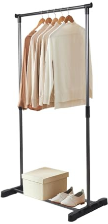 Hershii Clothes Rack Single Rod 60cm L Clothing Hanging Rail Black Garment Stand Coat Storage Organizer for Bedroom, Living Room, Balcony